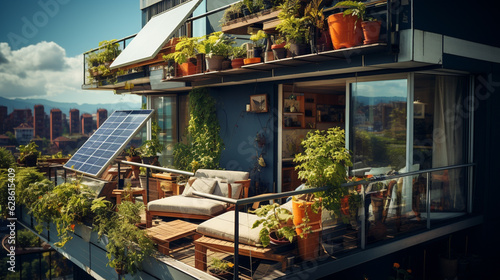 Panoramic view of rooftop balcony Generative AI © Nataliia