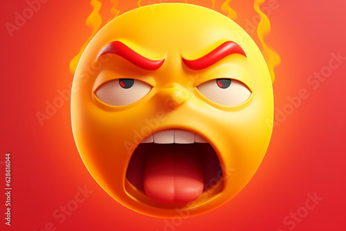 Blazing Expressions: 3D Hot Face Emoji - Sizzling Stock Image for Sale