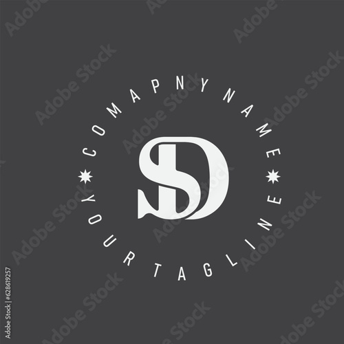 logotype combination letter SD, DS, S, Dabstract letters logo monogram with round text for tagline and company name