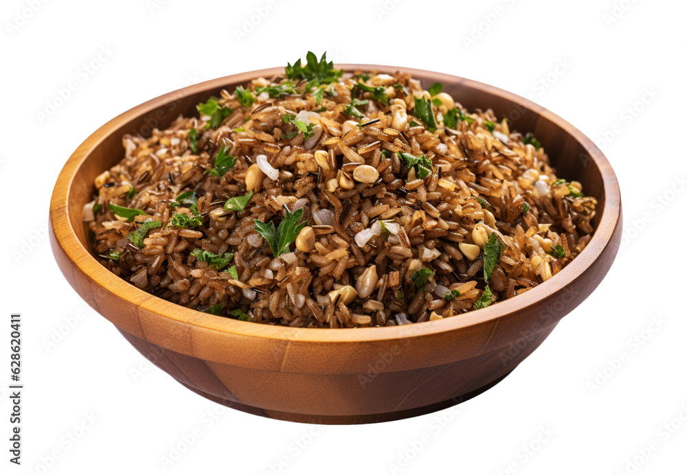 Food Mujadara on transparent background. Generative AI. Food Mujadara on transparent background. Generative AI.