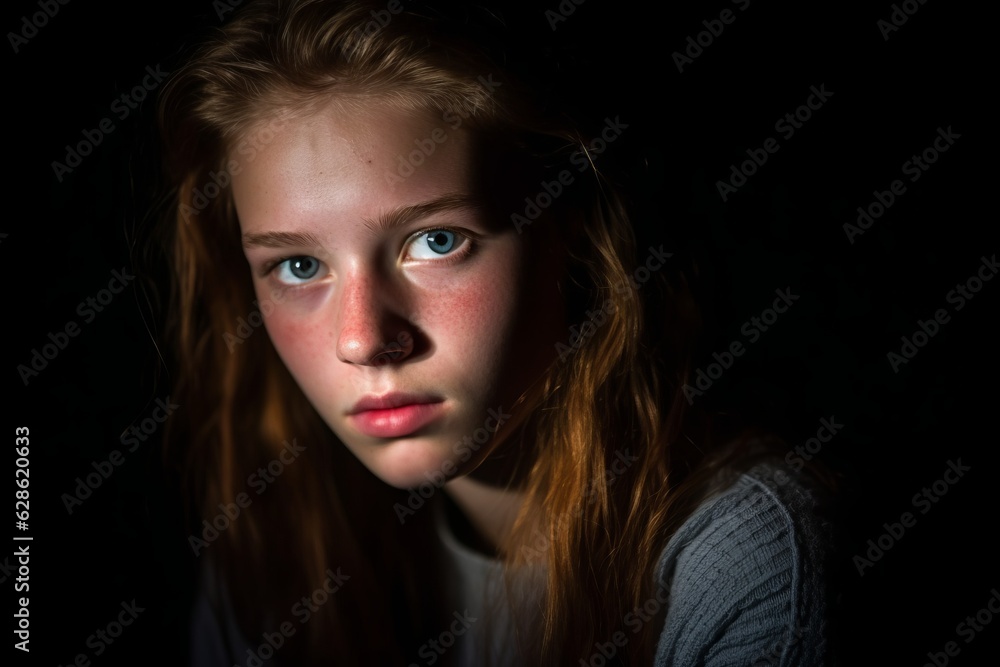 a young girl with red hair and blue eyes a young girl with red hair and blue eyes