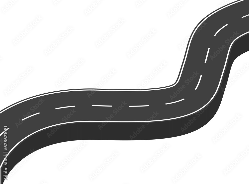 Curved road with white markings. Vector illustration road on abstract background. Eps10 Curved road with white markings. Vector illustration road on abstract background. Eps10