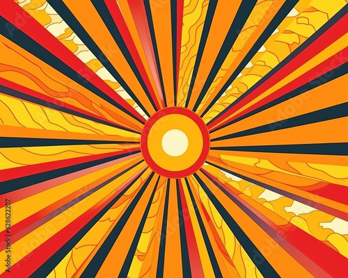 an abstract sunburst background with orange yellow and black colors