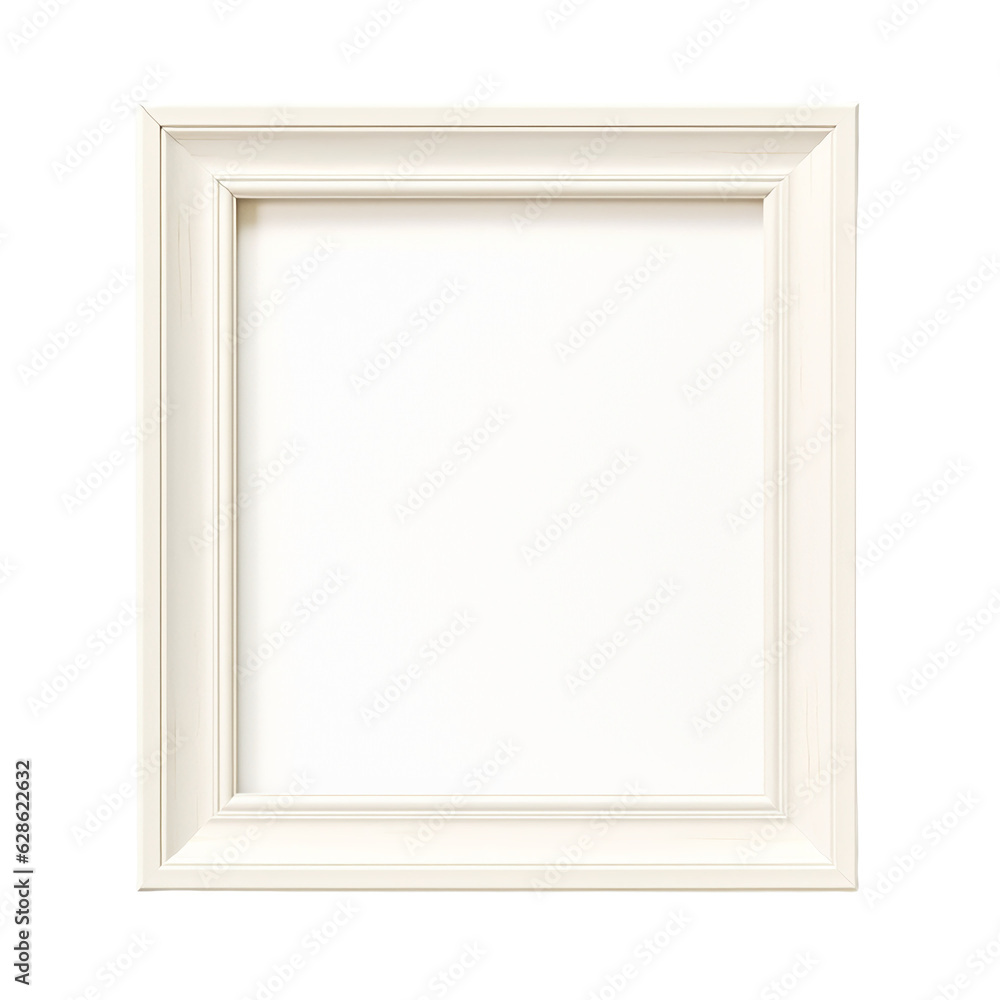 Mockup light wooden frame isolated on white background with empty space for image. Artwork template for painting, photo or poster. AI generation Mockup light wooden frame isolated on white background with empty space for image. Artwork template for painting, photo or poster. AI generation