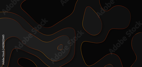 Abstract wavy black papercut style artwork on white background. Gray 3d papercut artwork - Luxury black wave and empty space for text - Abstract multi-layers 3d papercut background.