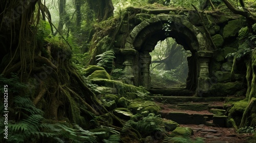 an archway in the middle of a jungle © AberrantRealities