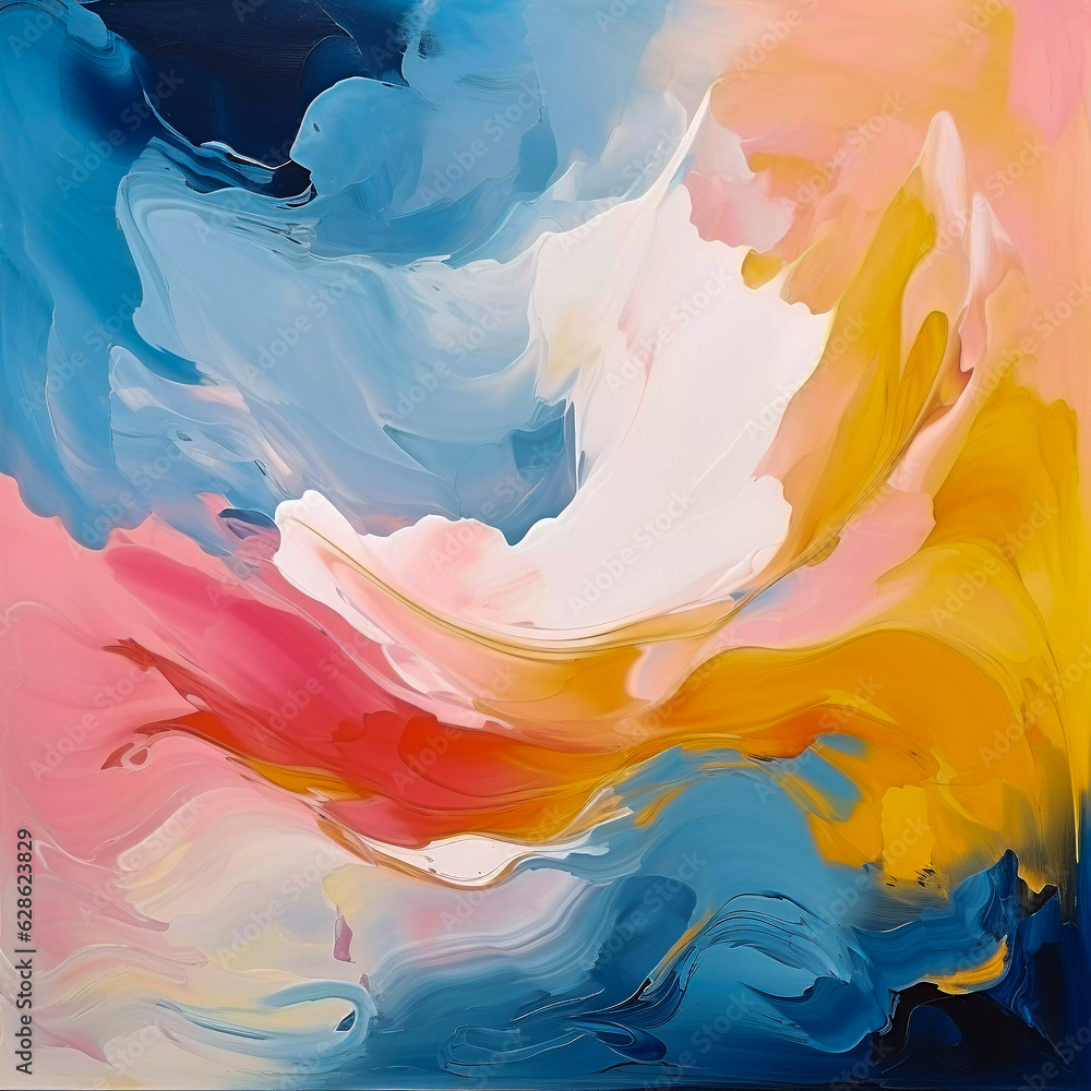 Colorful Brushstrokes: Abstract Oil Painting Background, Generative AI