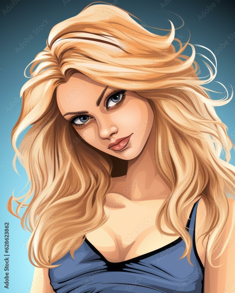an illustration of a beautiful blonde woman with blue eyes an illustration of a beautiful blonde woman with blue eyes