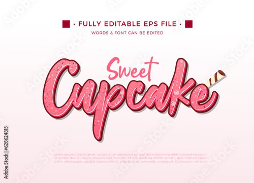 sweet cup cake text effect editable 