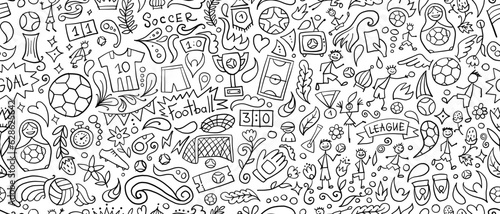 Soccer tournament, football league team international championship. Childish style seamless pattern background for your design. Vector illustration
