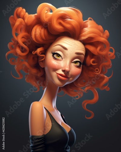 an illustration of a red haired woman with curly hair