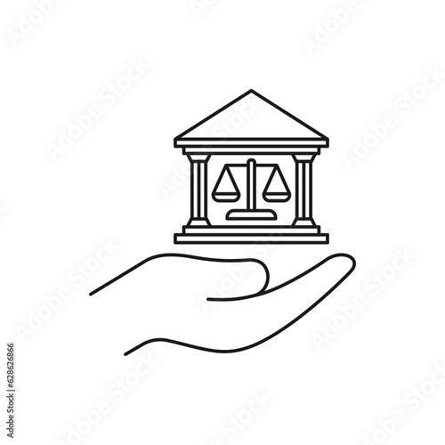 Courthouse. Justice, law icon line style isolated on white background. Vector illustration