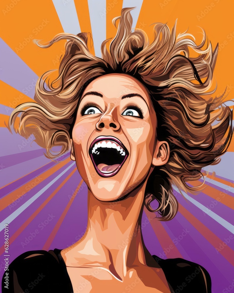 an illustration of a woman with her mouth wide open