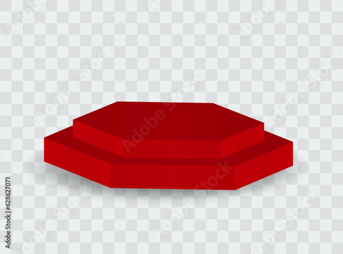 3D podium. Red podium. Vector geometric forms.