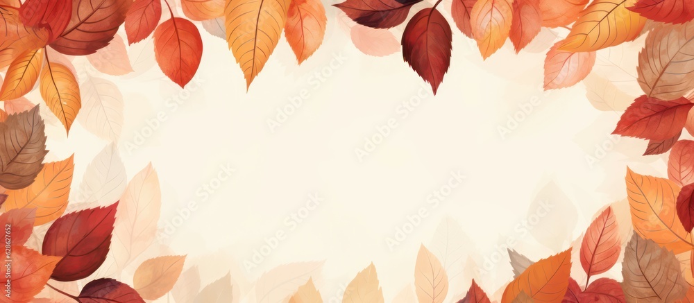A Creative Layout of Colorful Autumn Leaves Forming a Border on a White Background Banner