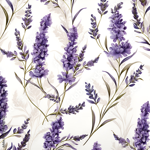 seamless floral pattern with flowers leaf drsigen purple Ai generated