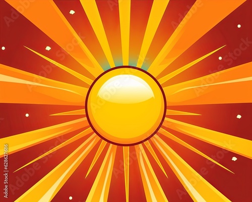 an illustration of an orange sun with rays coming out of it