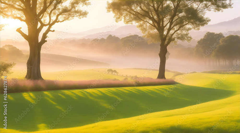 Obraz premium misty morning in the forest