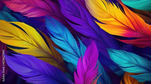 Colorful feathers background - Generative AI  © Gejsi