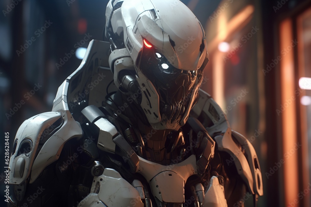 an image of a futuristic robot with glowing eyes an image of a futuristic robot with glowing eyes