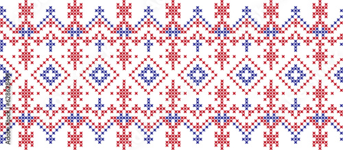 embroidered cross-stitch ornament national pattern Ukrainian Slavic.