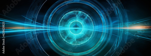 Luxury silver circle Abstract circle technology sparkling ring with glitter isolated on dark blue background. Generative AI.