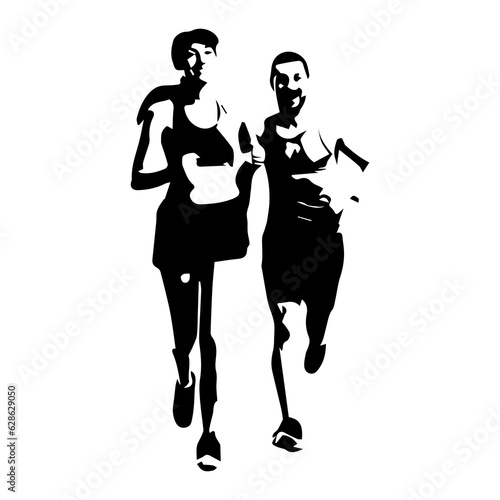 Runner silhouette.Marathon run. Jogging ink drawings