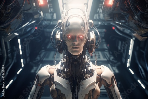 an image of a robot with glowing eyes