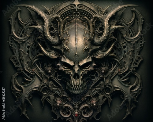 an image of a skull with horns on it