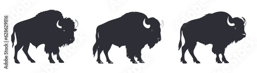 Bison vector Illustration black silhouette icon t-shirts cards