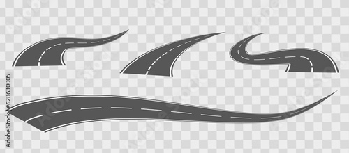 Curved road with white markings. Vector illustration road on abstract background. Eps10