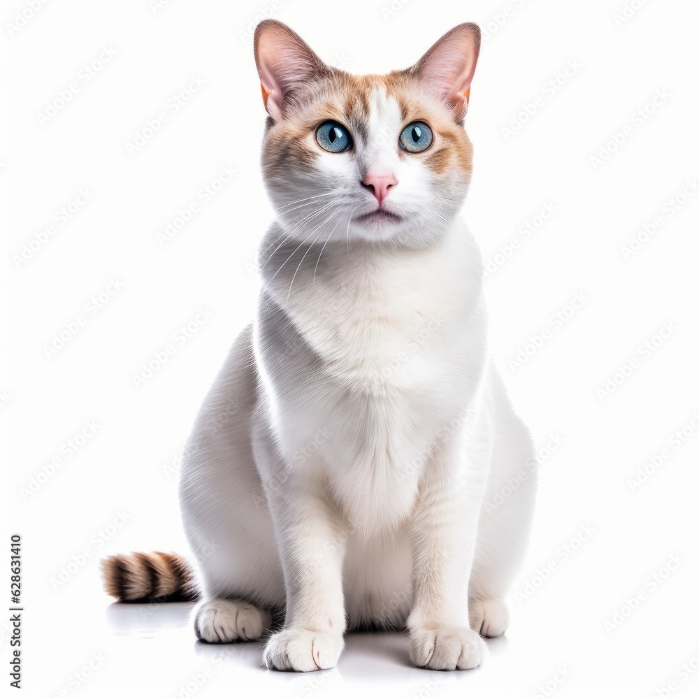 an orange and white cat with blue eyes