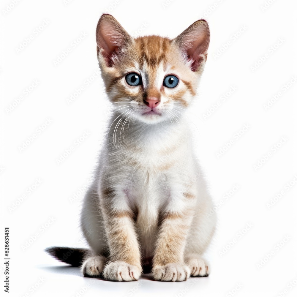 an orange and white kitten with blue eyes sitting on a white background an orange and white kitten with blue eyes sitting on a white background