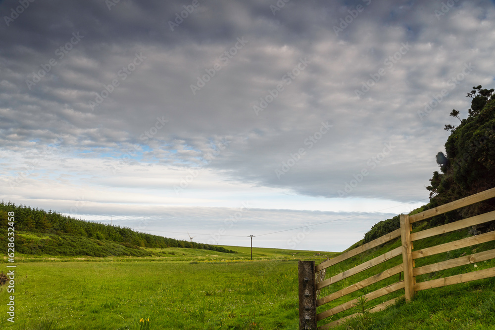 Scottish countryside landscape in the Highlands, Thurso, Scotland