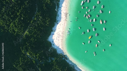 Praia do Forno, Arraial do Cabo, Rio de Janeiro aerial top view footage