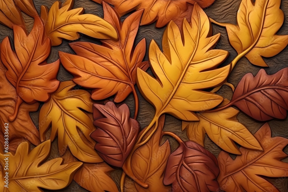 Fototapeta premium autumn leaves on a wooden background