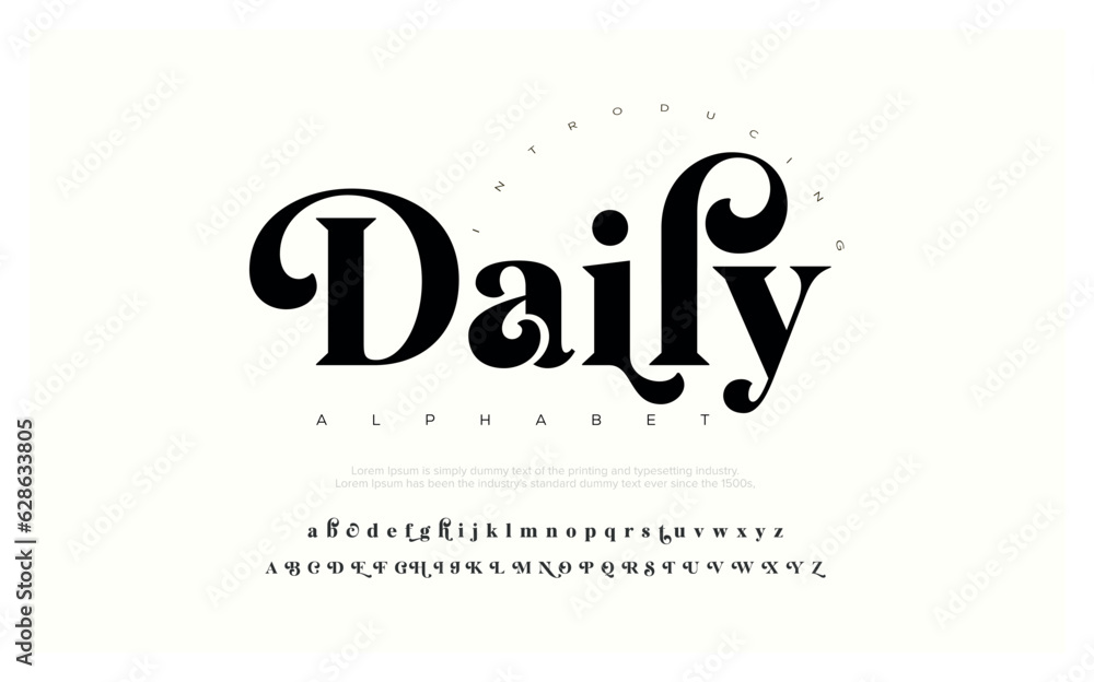 Daily Luxury wedding alphabet font. Typography decorative elegant classic lettering serif fonts vintage retro for logo. vector illustration Daily Luxury wedding alphabet font. Typography decorative elegant classic lettering serif fonts vintage retro for logo. vector illustration