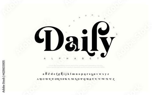 Daily Luxury wedding alphabet font. Typography decorative elegant classic lettering serif fonts vintage retro for logo. vector illustration