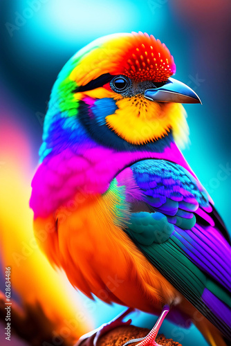 A colorful bird sitting on a hand