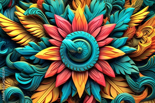 colorful 3d art of a flower on a black background