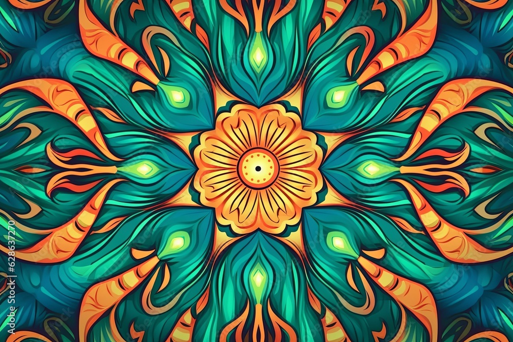 colorful mandala seamless pattern with a flower in the center colorful mandala seamless pattern with a flower in the center