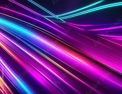 Vibrant Neon Lines: Futuristic Techno Background with Generative AI technology