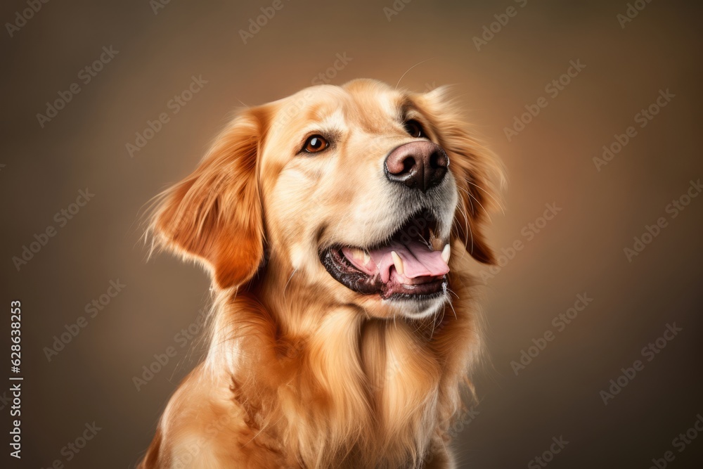 golden retriever dog portrait on brown background golden retriever dog portrait on brown background