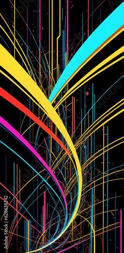 Photo of a vibrant and dynamic abstract background with intricate lines and curves