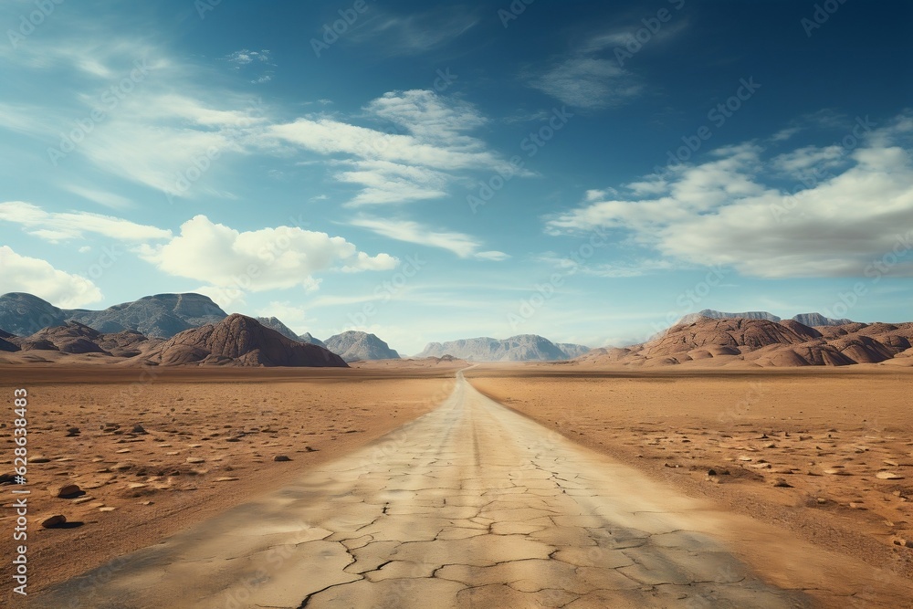 An Empty Desert Road. AI