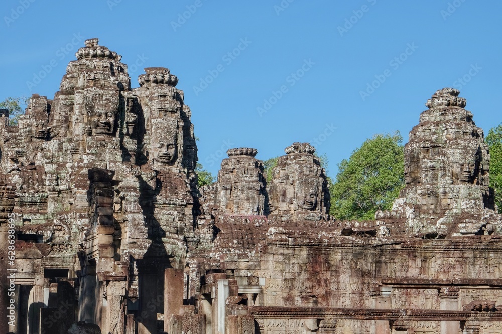 Bayon, the notable Khmer temple in Angkor, built as King Jayavarman VII's official state temple in the late 12th or early 13th century.