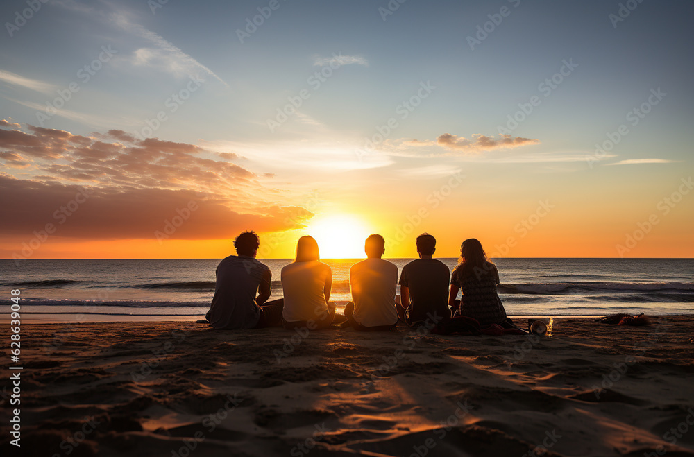 friends relaxing together on the beach friends relaxing together on the beach