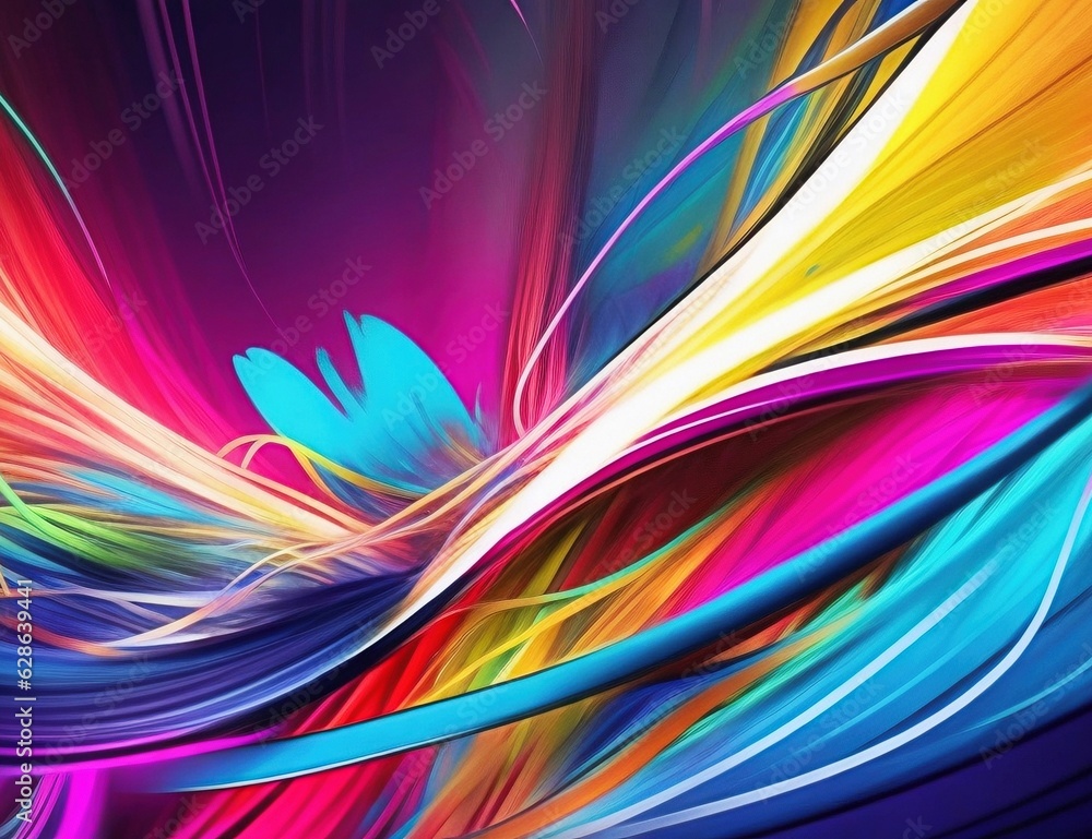 Vibrant Neon Lines: Futuristic Techno Background with Generative AI technology Vibrant Neon Lines: Futuristic Techno Background with Generative AI technology