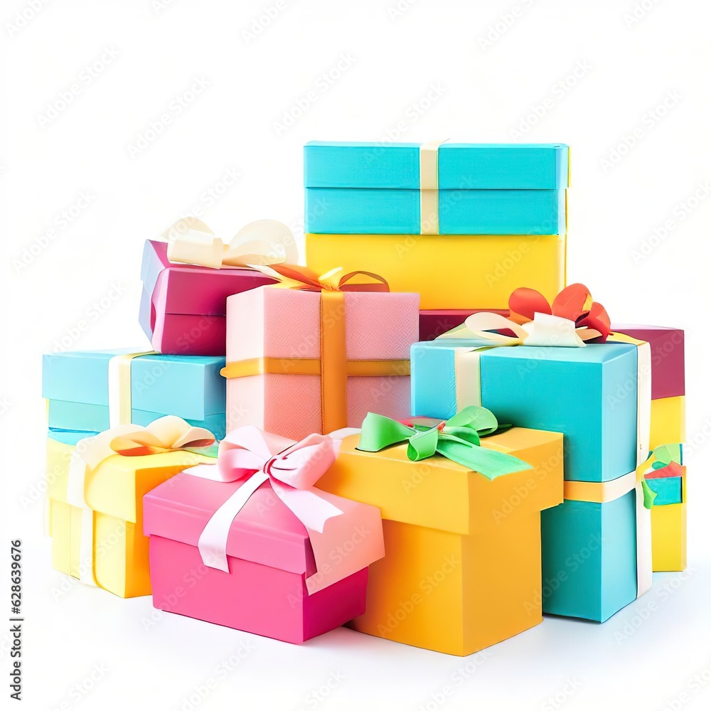 Obraz premium Colorful gift boxes isolated on white background.