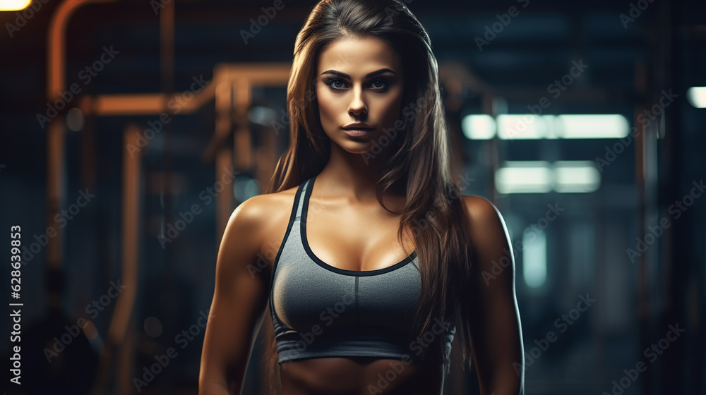 garota fitness treinando na academia